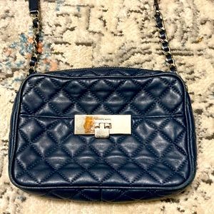 MICHAEL Michael Kors Small Blue Quilted Leather Susannah Lock Messenger Bag